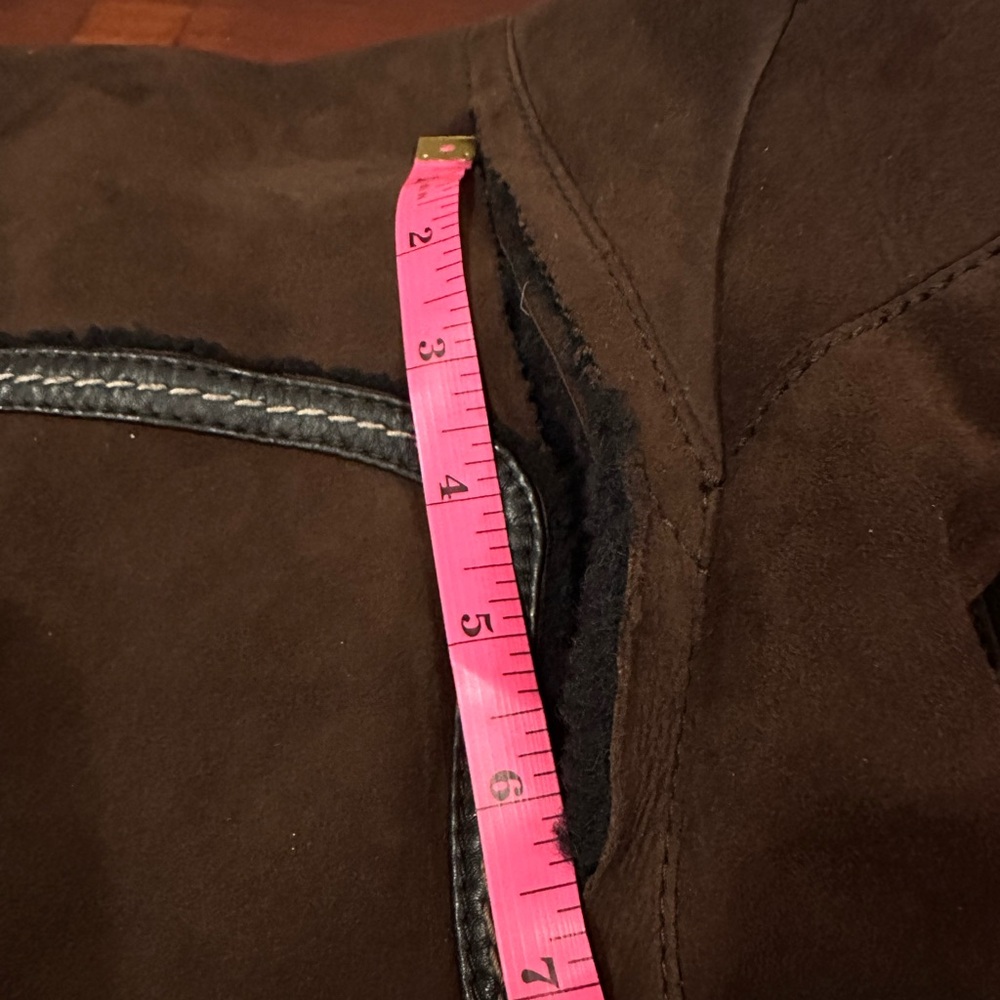 Coach Brown Suede Shearling Toggle Coat Fur Hood  * flaw Designer READ Size 6 - Picture 7 of 16